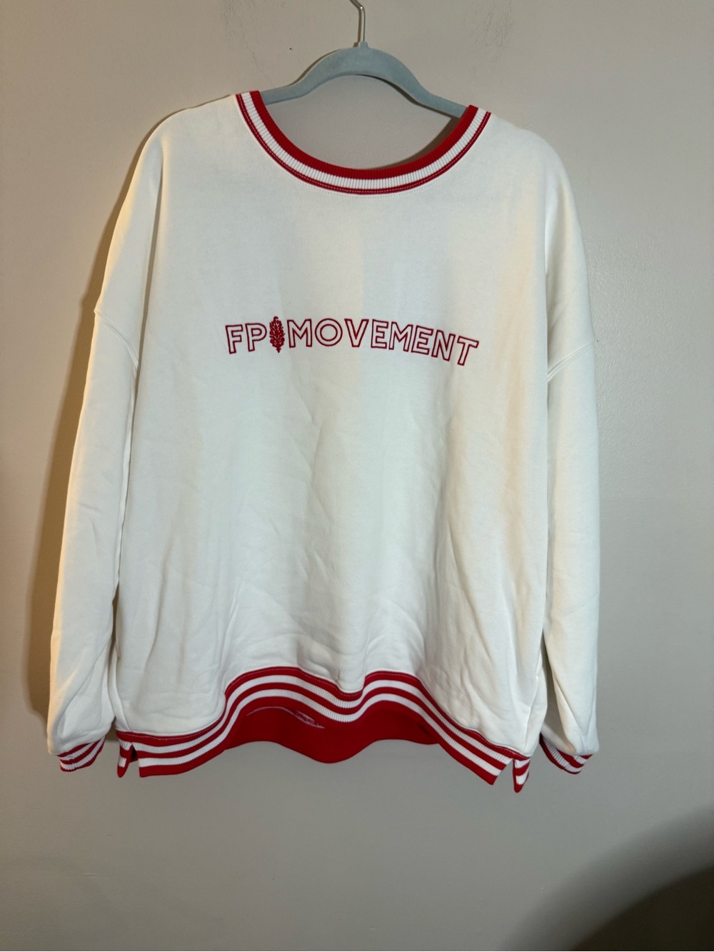 FP Movement White Sweatshirt with Red Trim